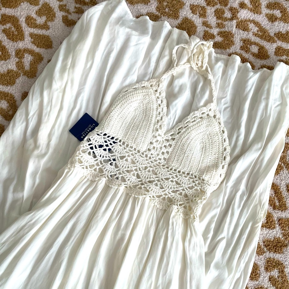 White Crochet top maxi dress